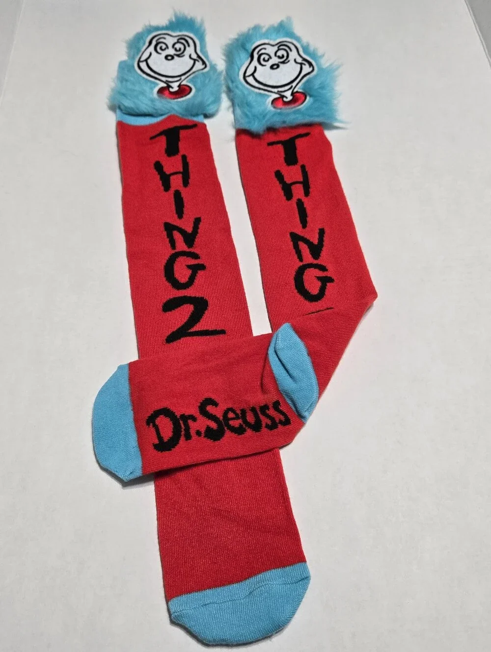 Dr. Seuss Thing 1 & Thing 2 socks, 1 pair extra long knee high crazy sock day